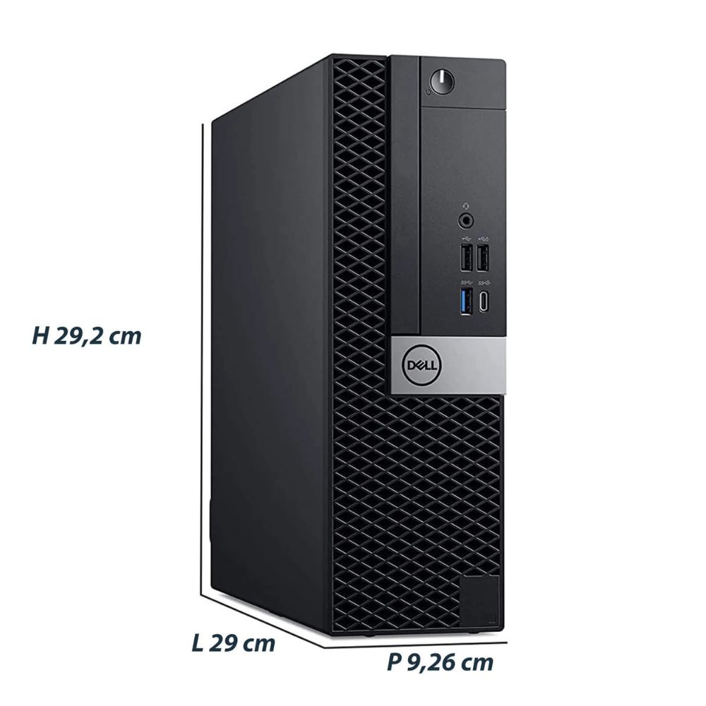 Dell OptiPlex 7050 SFF, fronte con dimensioni