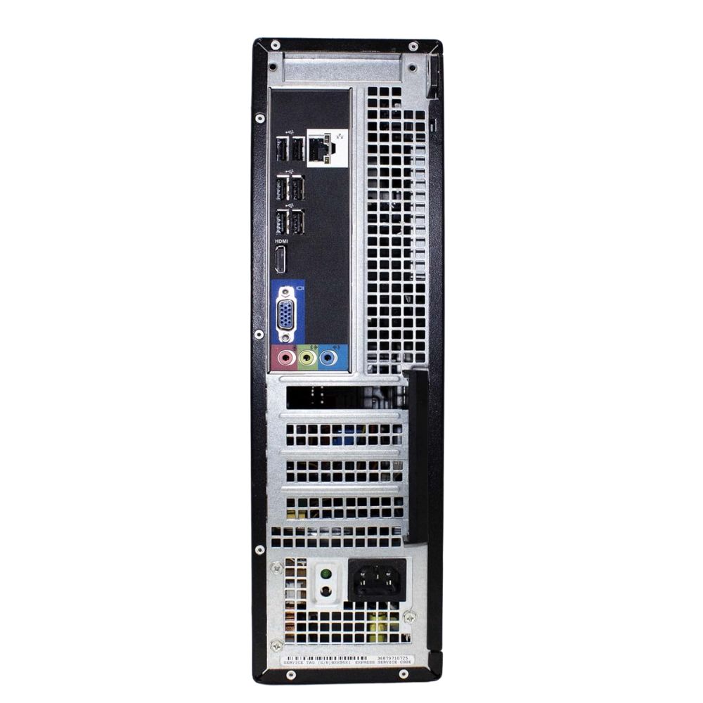 DELL OptiPlex 3010, retro verticalmente appoggiato su un piano