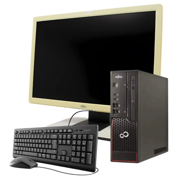 Postazione Completa Fujitsu Esprimo con monitor, pc, tastiera e mouse fronte