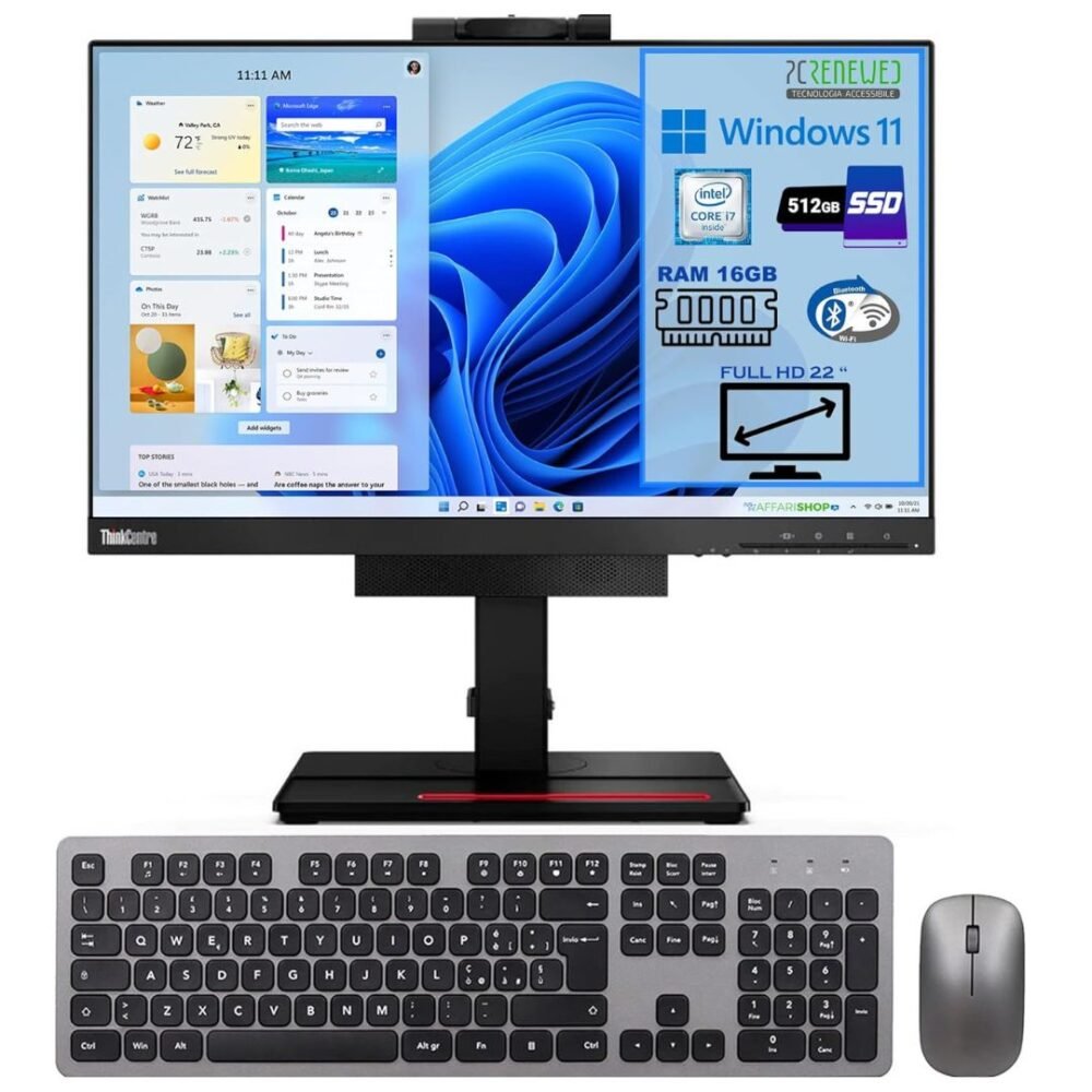 Lenovo ThinkCentre All-in-One TIO22, principale con tastiera e mouse