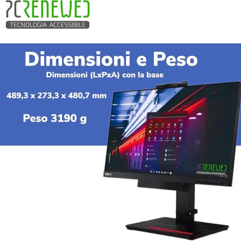 Lenovo ThinkCentre All-in-One TIO22, dimensione e peso