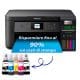 Stampante EcoTank ET-2850 WiFi con toner in evidenza di vari coloti, logo pc renewed
