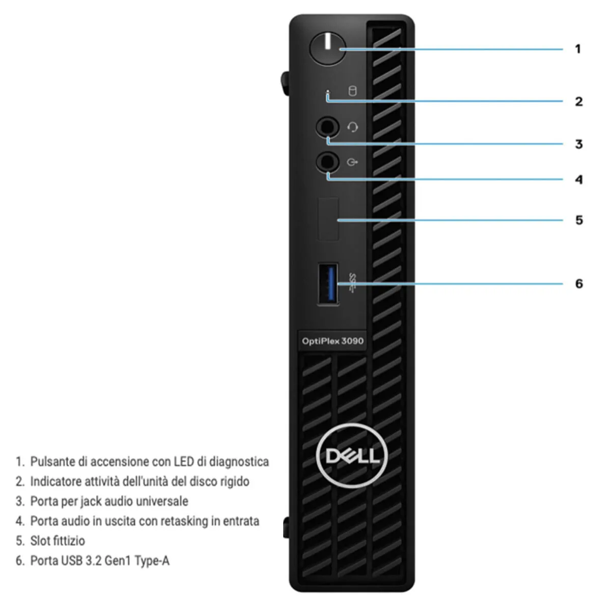 DELL Micro Tiny 3090, specifiche fronte