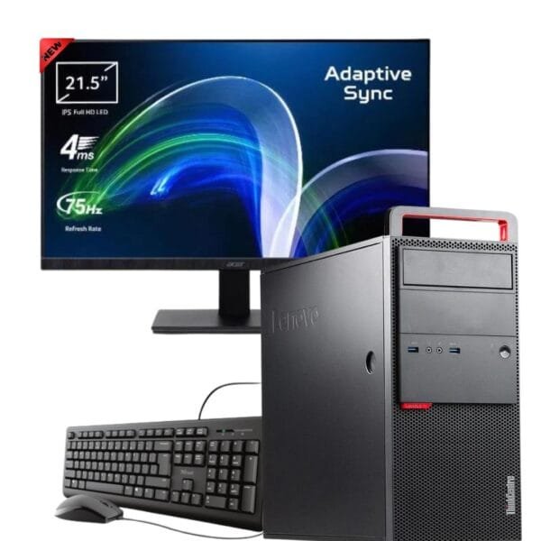 Lenovo M800 Tower con monitor e periferiche, immagine principale