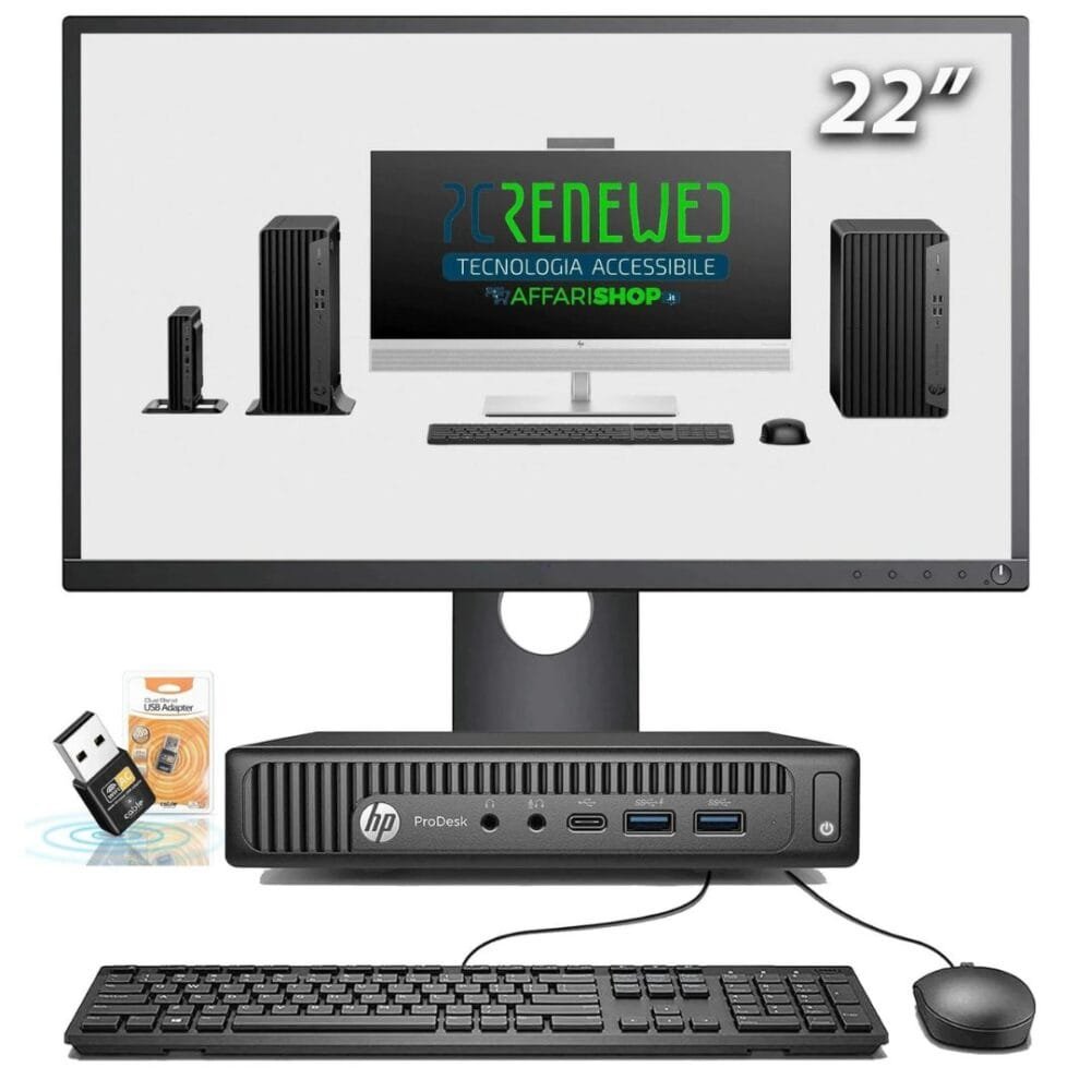 Mini PC HP 600 G2 G3900T con Monitor