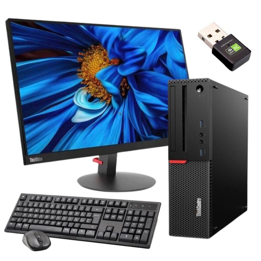 Postazione Completa Lenovo con PC Thinkcentre m900 SFF, Monitor, tastiera, mouse e chiavetta usb