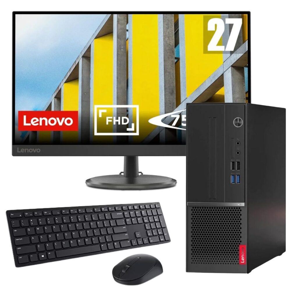 Lenovo ThinkCentre V530S con Monitor 27", con tastiera e mouse