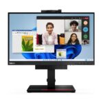 All-In-One TIO22 3th con PC M720q, fronte con display acceso sfondo windows e varie foto e immagini