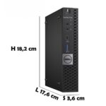 postazione completa con pc optiplex mini 7050, solo fronte in vertivale con le dimensioni in cm