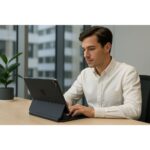 Apple Magic Keyboard iPad Pro 12.9, ragazzo che lavora al tablet